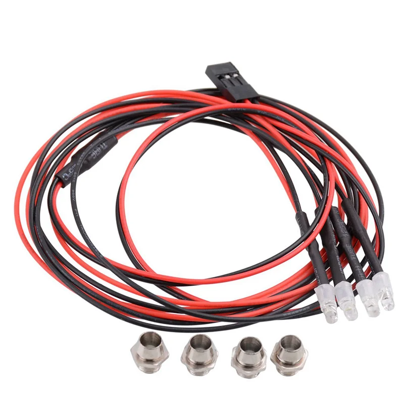 AS96-2X 4 LED-Licht-Set, 2 Weiß, 2 Rot, 3 mm Scheinwerfer für 1/24 RC Crawler Car Axial SCX24 90081 AXI00002 Upgrade-Teile