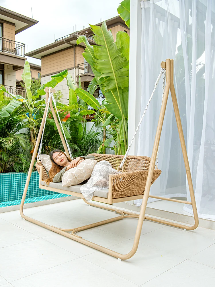 Kursi gantung taman ayunan luar ruangan, kursi ayunan ganda untuk rumah balkon tempat tidur gantung online selebriti