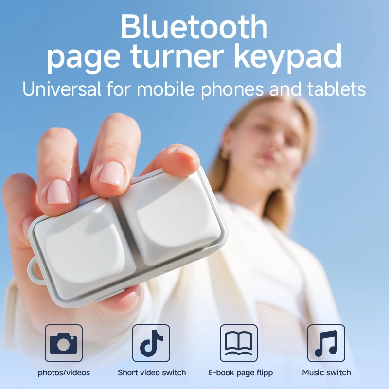 Controle Remoto Bluetooth HanlinyueFree2 para Teclado, Celular e Tablet - Dispositivo para Virar Páginas