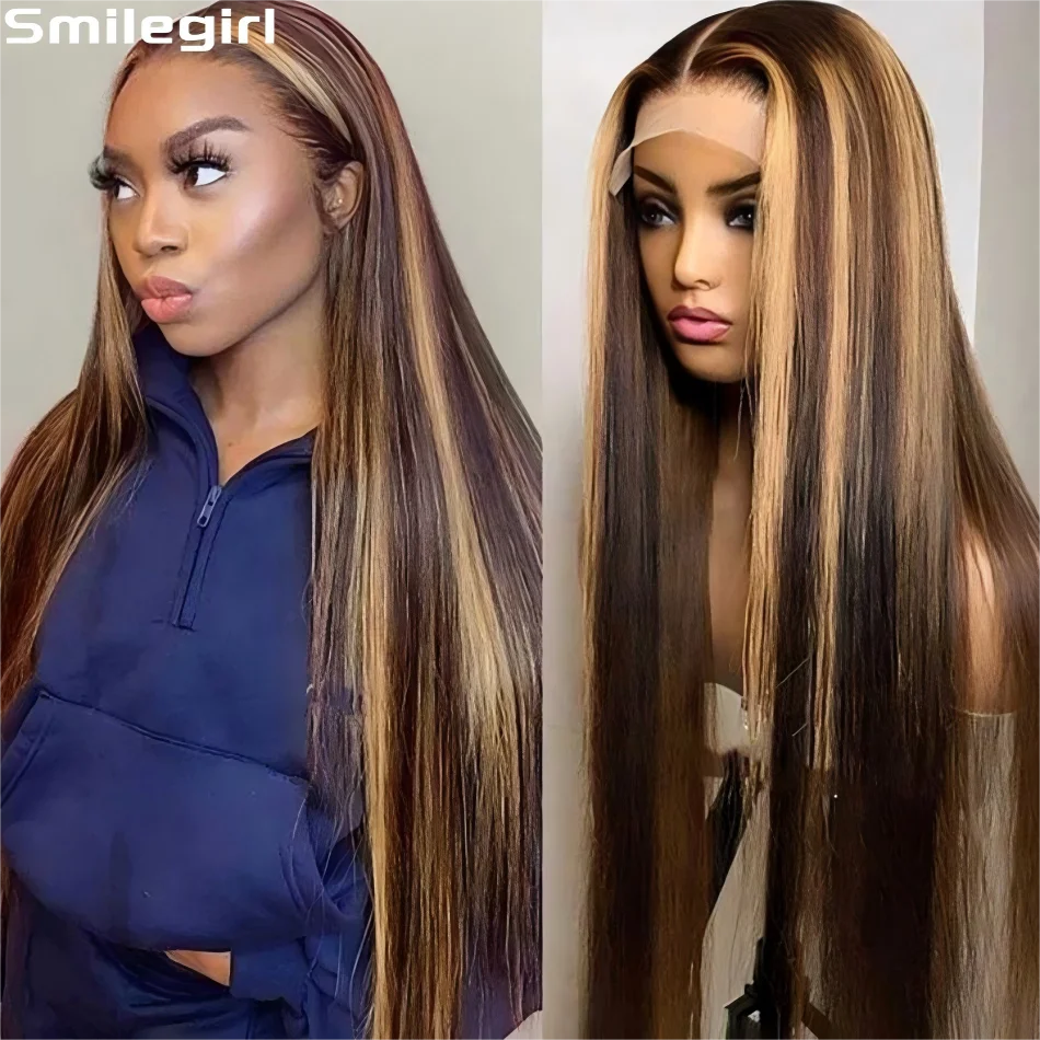 

Прямые парики из натуральных волос 13X6 Hd, кружевной фронтальный парик, мелированный парик, человеческие волосы 30, 38 дюймов, парик спереди, плотность 250, бразильские парики