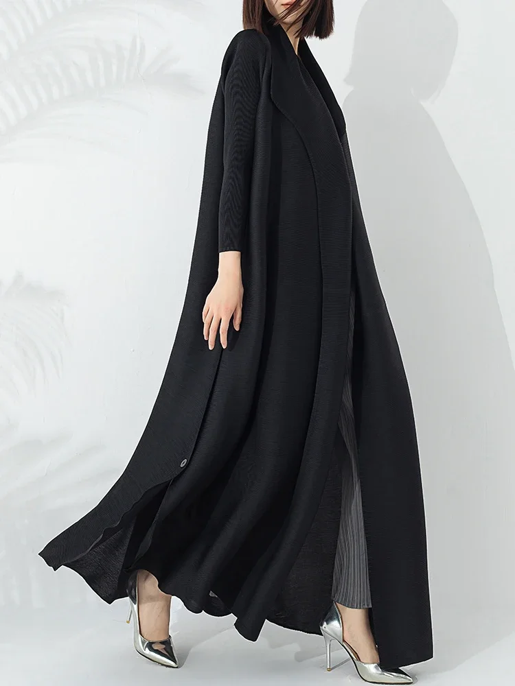 

2024 Summer New Temperament Fashion Long Trench Coat Long Sleeve Lapel Waist Strap Elastic Outer Robe