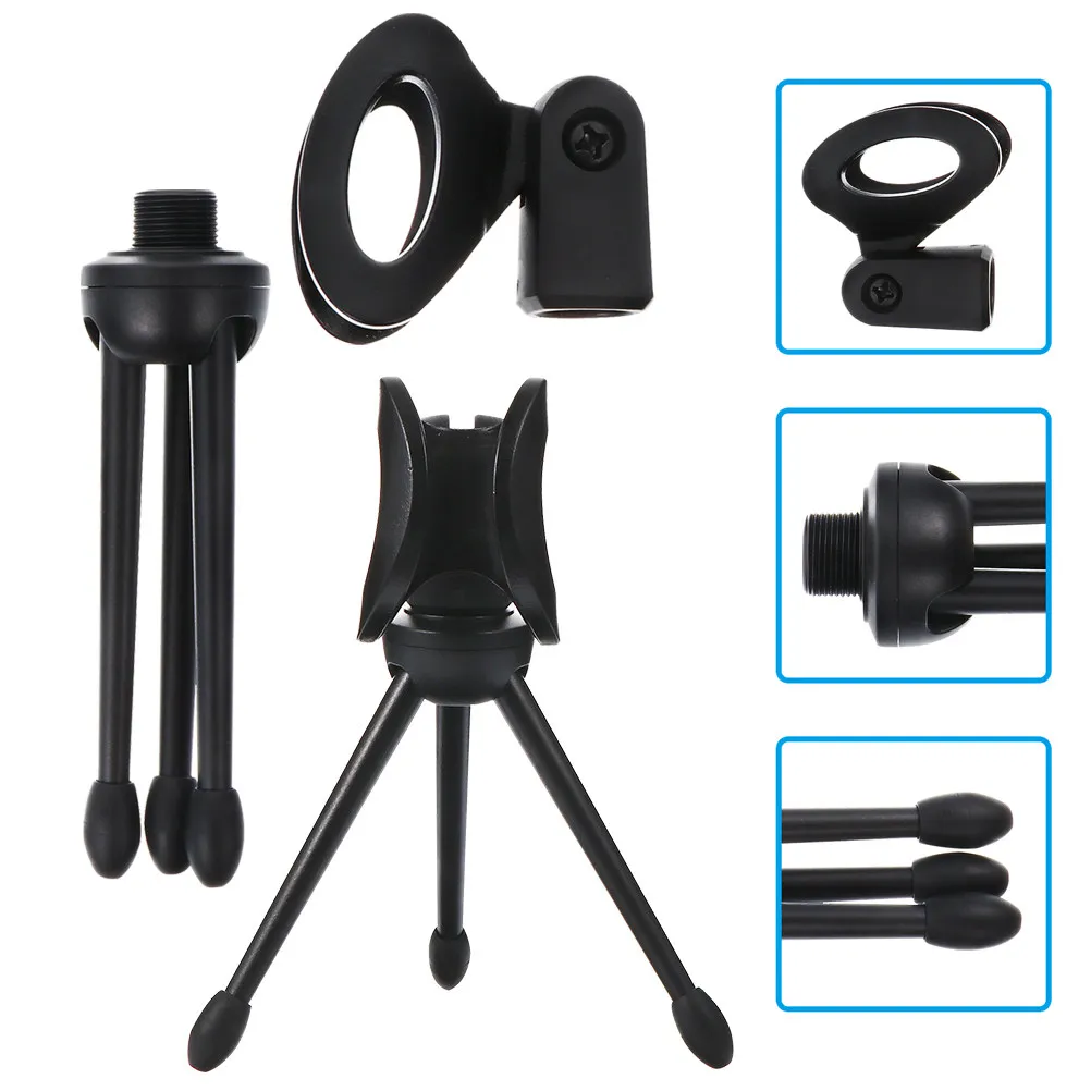 2Pcs Mini Microphone Tripod Stand Mic Stands For Podcast Universal Desktop Video Chat Recording Mount