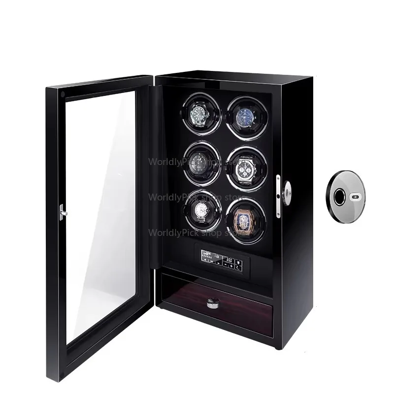 

GC03-L26BB Slots Self-winding Watch Winder Touch Screen Fingerprint Lock Wooden Watch Winder Box for Automatic Watch