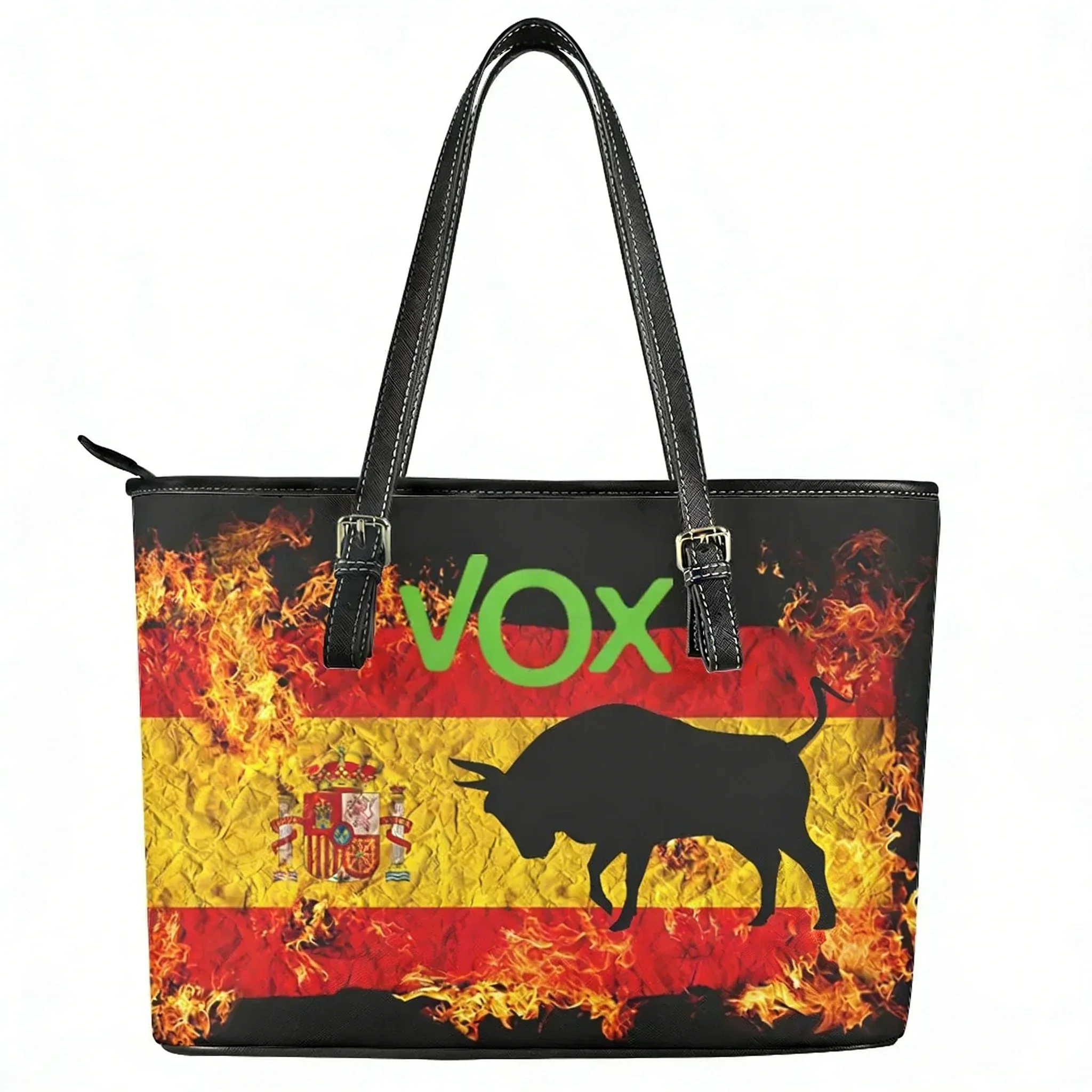 Spanish Bullfighting Graphic Custom Handbag Womens Men Personalized Tote Bag Shoulder Bag Business Leather Purse Travel Bag Gift