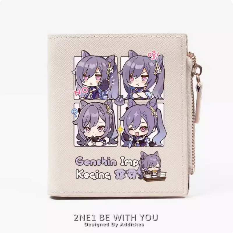 

Genshin Impact Keqing Anime Fashion Wallet PU Purse Card Coin Zipper Money Bag Cosplay Gift B559