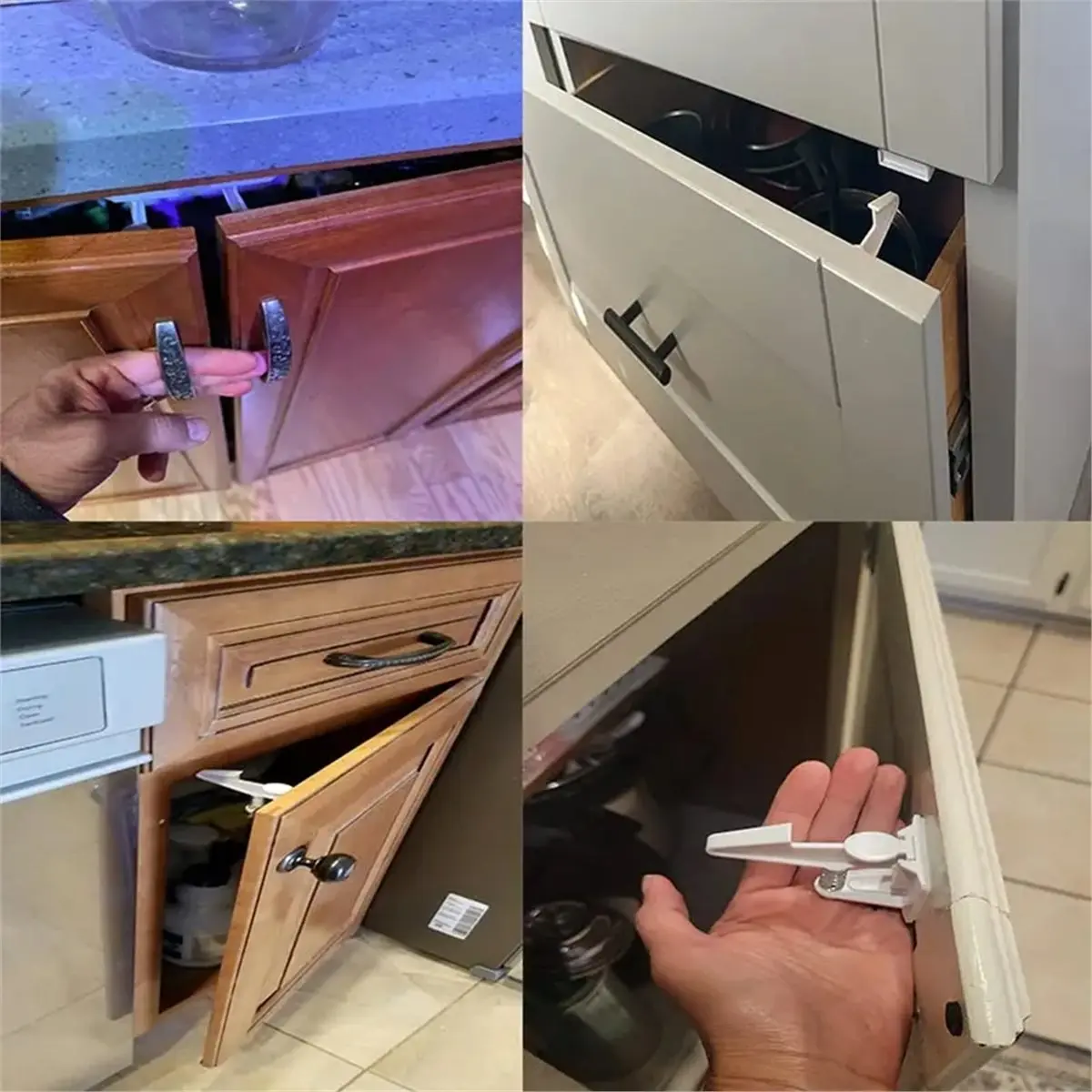 A89X Baby Cabinet Locks Invisible Closet and Drawer Lock Child Security Protector No Drilling Installation 10pcs