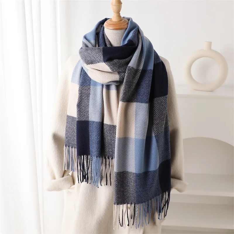 Luxury Brand Plaid Scarf Autumn Winter Women Warm Neckerchief Pashmina Lady Shawls and Wraps Casual Lattice Tassel Scarves image 6