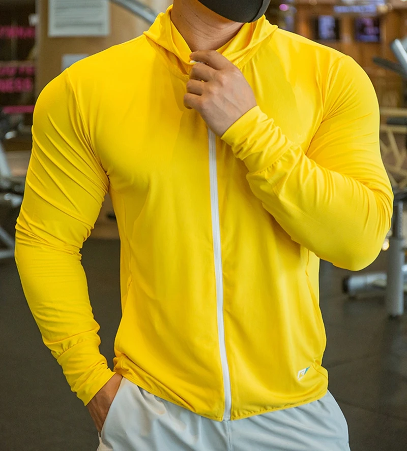 Mannen Ijs Zijde Snel Droog Wandelen Basketbal Running Jassen Kap Waterdichte Fitness Gym Outdoor Sport Jassen Windbreaker Hooded