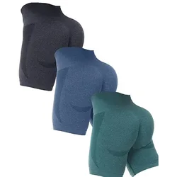 Pantalones cortos de Yoga sin costuras para mujer, ropa deportiva de cintura alta para entrenamiento, Fitness, levantamiento de glúteos, gimnasio, correr