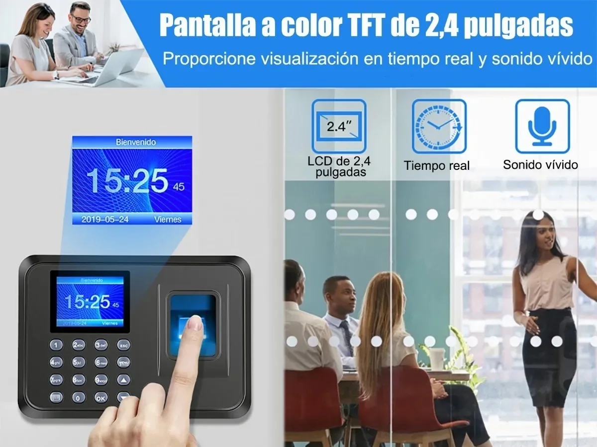 Time Clock - Fingerprint Time Clocks for Employees Small Business Automatic Calculate Working Hours and Deduct Lunch Time