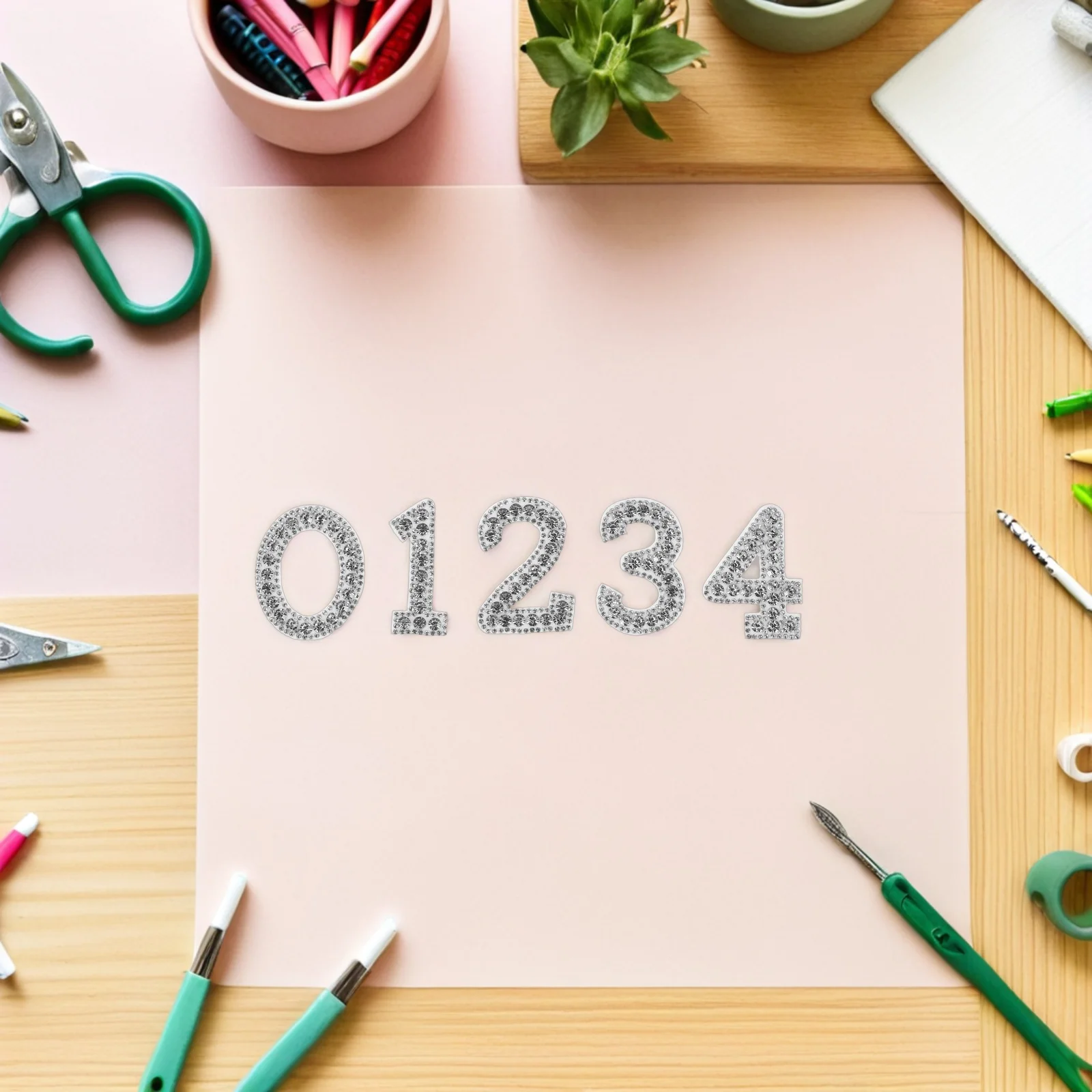 

10Pcs Digit Embellishment Patches Sparkling Rhinestone Numbers Applique for Garment Suit Pants Hat Sewing Craft Customization