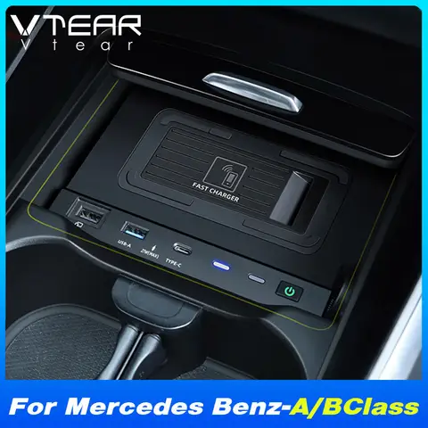 메르세데스-벤츠 AMG A 클래스 B 클래스 2022-2019 용 차량용 무선 충전기 액세서리 27W 고속 전화 충전 플레이트 내부 부품