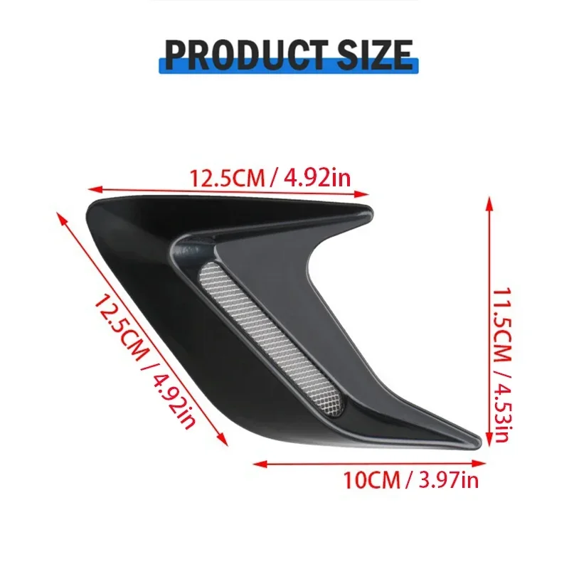 2PCS 3D Carbon Fiber Universal Car Shark Gills Fender Side Air Flow Outlet Vent Decoration Sticker Trim Cover Decal Car Styling