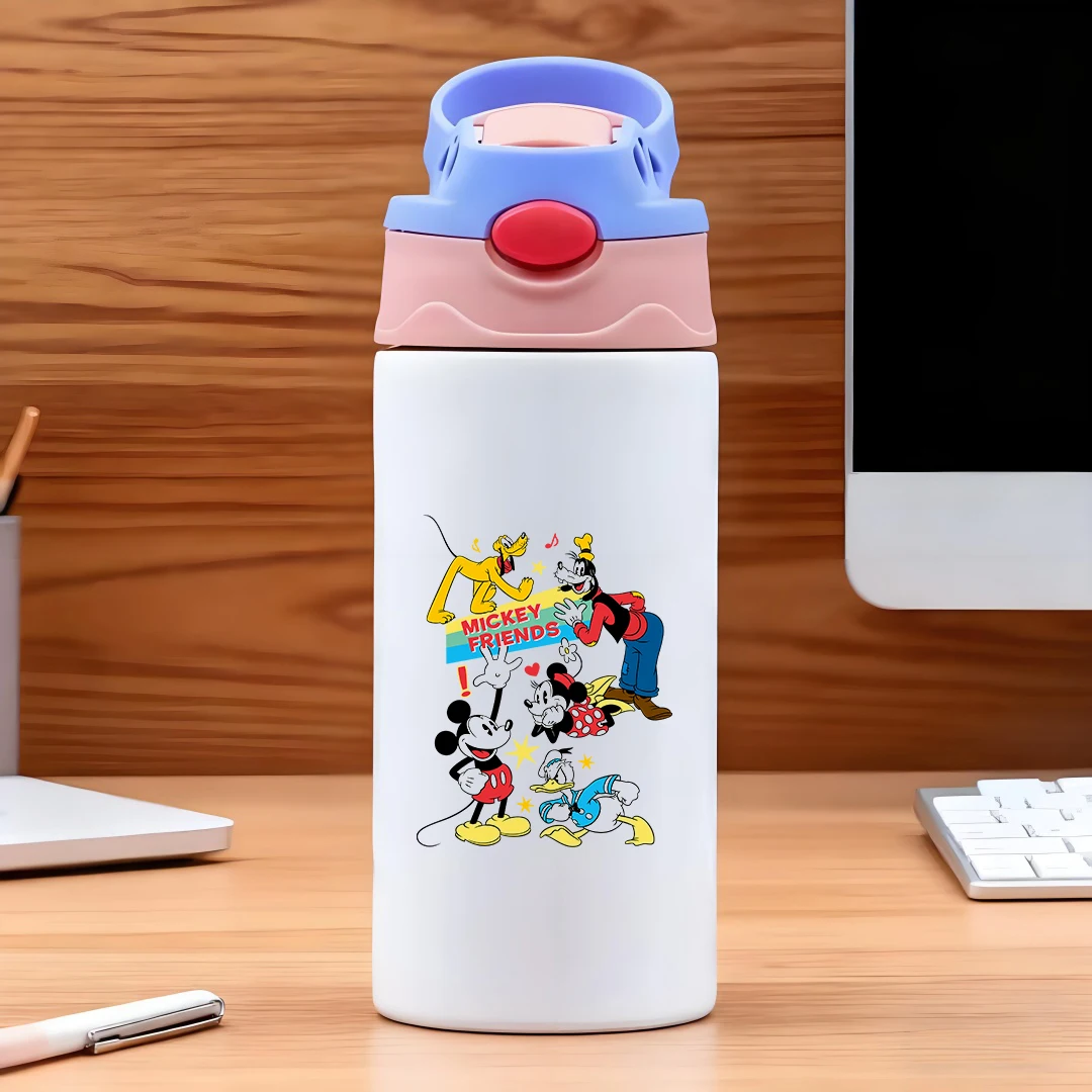 

Disney cartoon character MICKEY FRIENDS cigar font 304 stainless steel cartoon straw cup children's water cup New Year gift