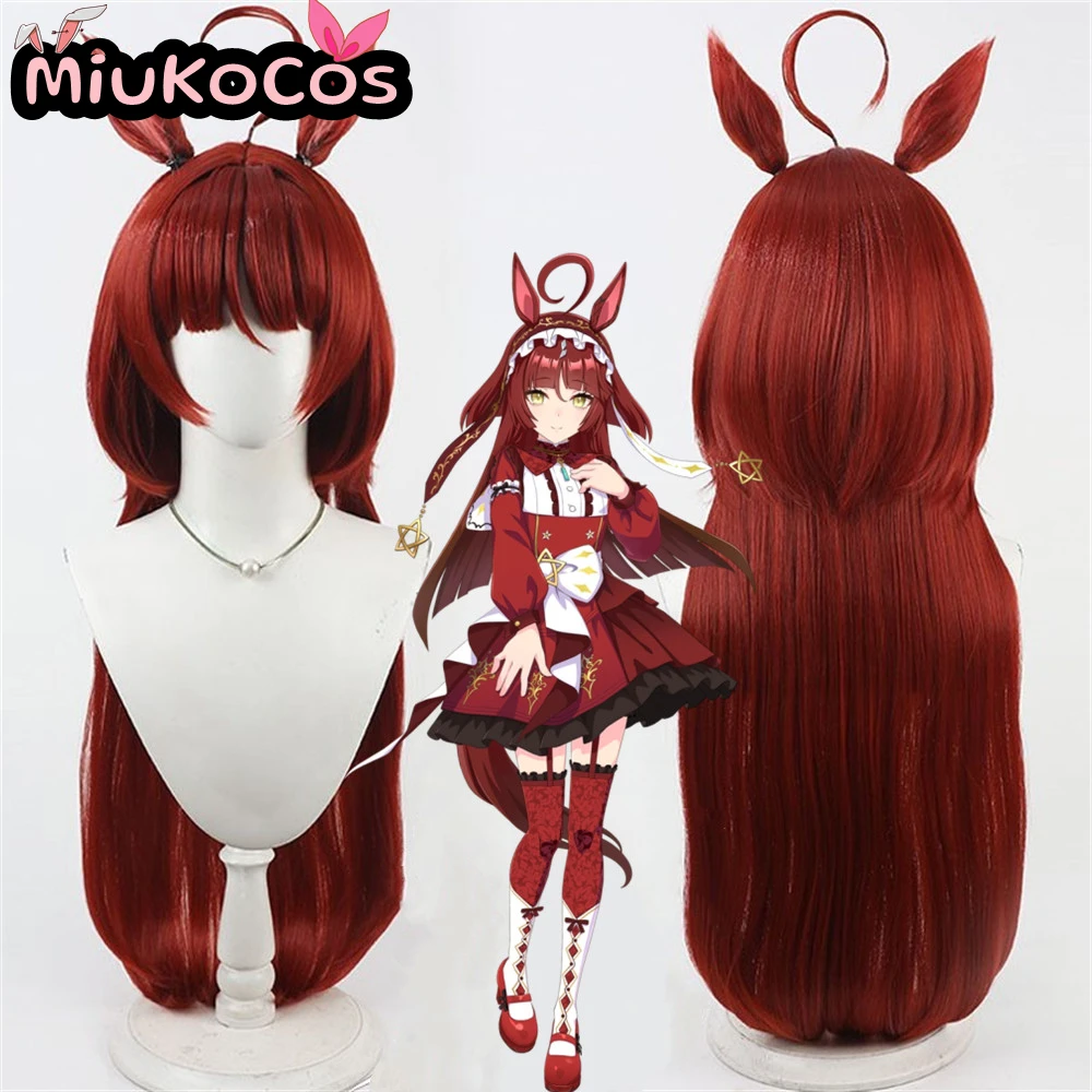 

В НАЛИЧИИ レ Viss iyoálçãoイア Red Desire Косплей Парик с ушками и хвостом MiukoCosplay Umamusume:Pretty Derby Косплей