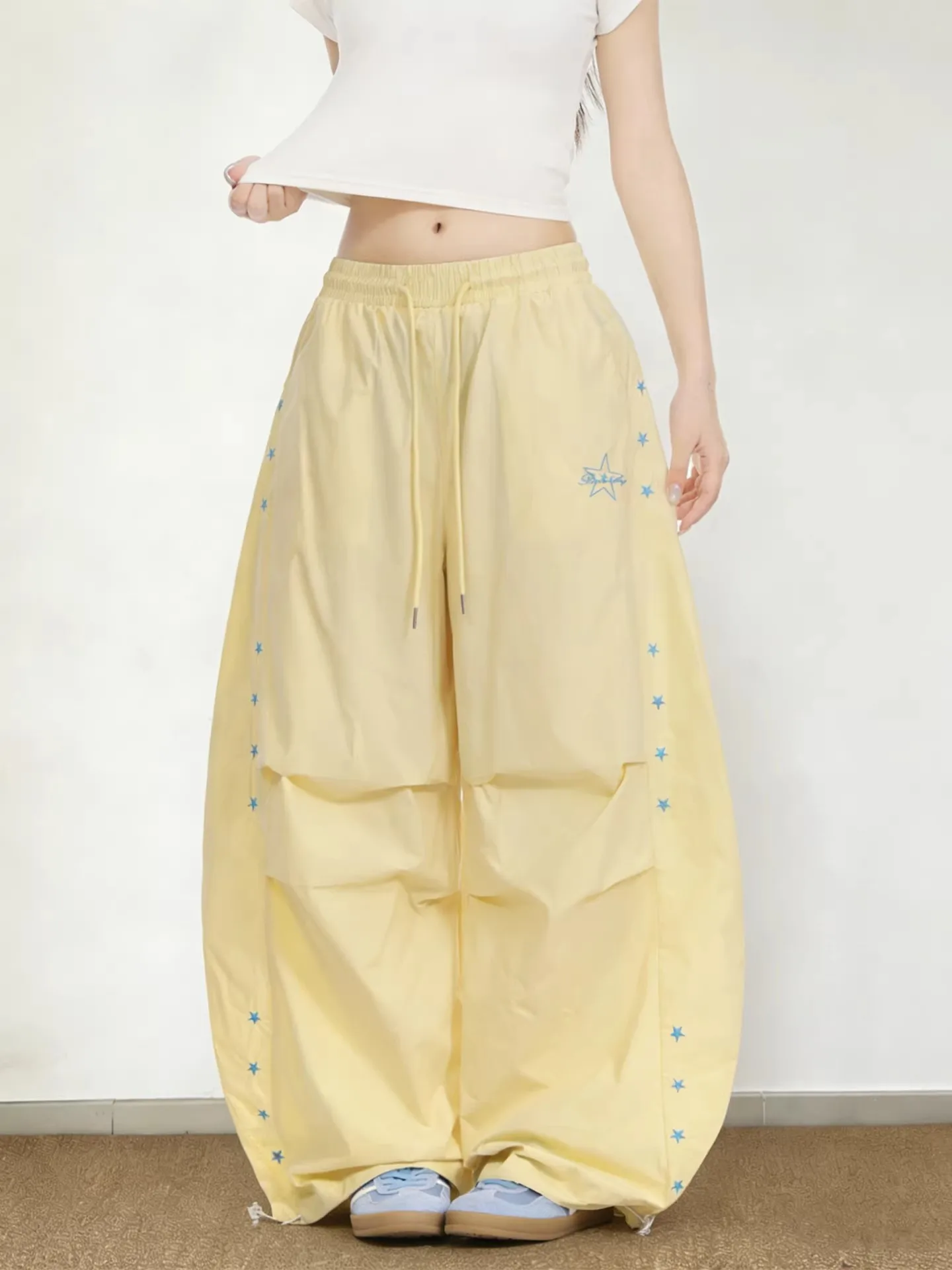 

Dopamine Star Casual Pants Women Summer Quick Dry Loose Wide Leg Pants Jazz Dance Straight Floor-Length Pants