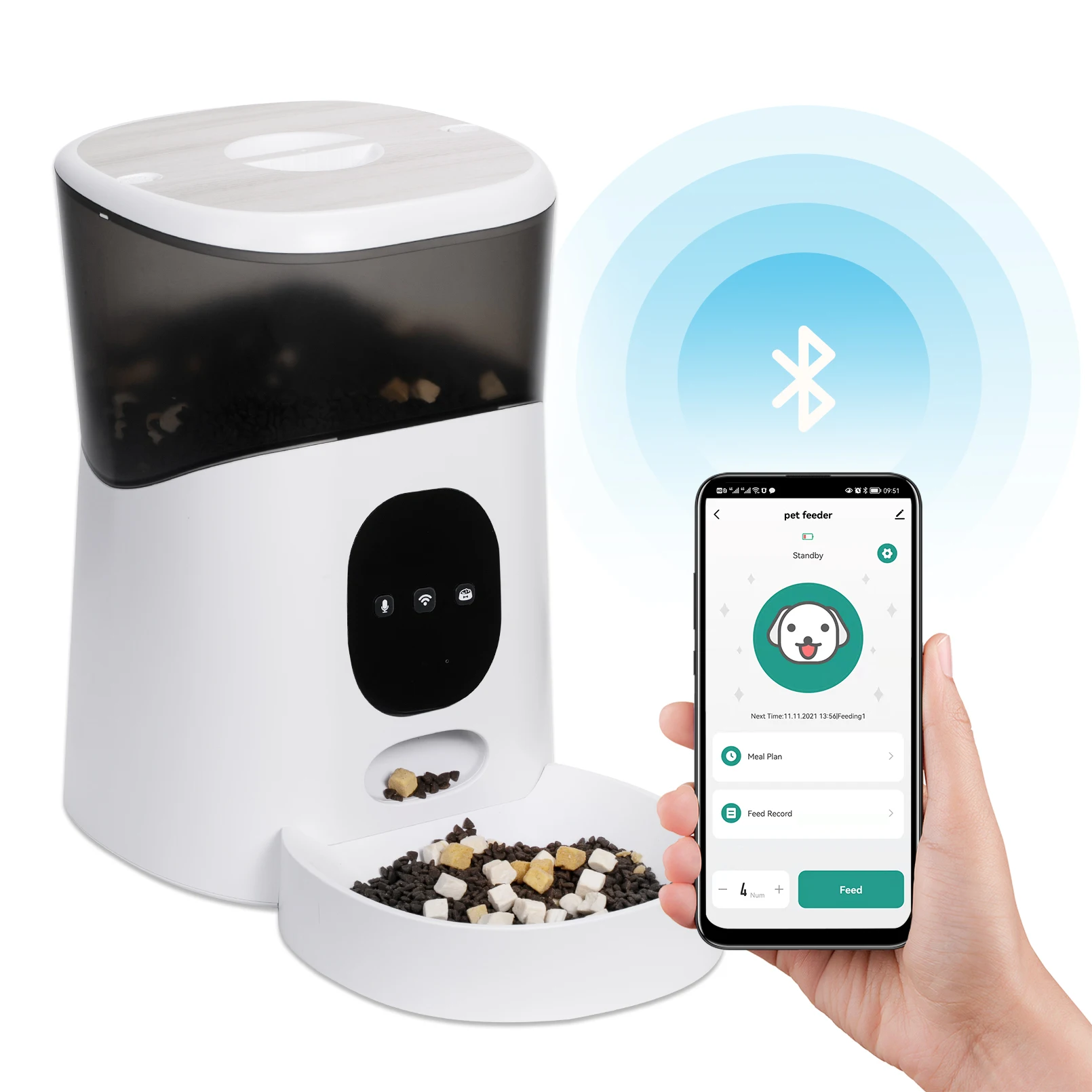 Wifi connect auto timed automatic smart pet feeder food container dispenser High quality Mobile Phone App Remote Control Microc