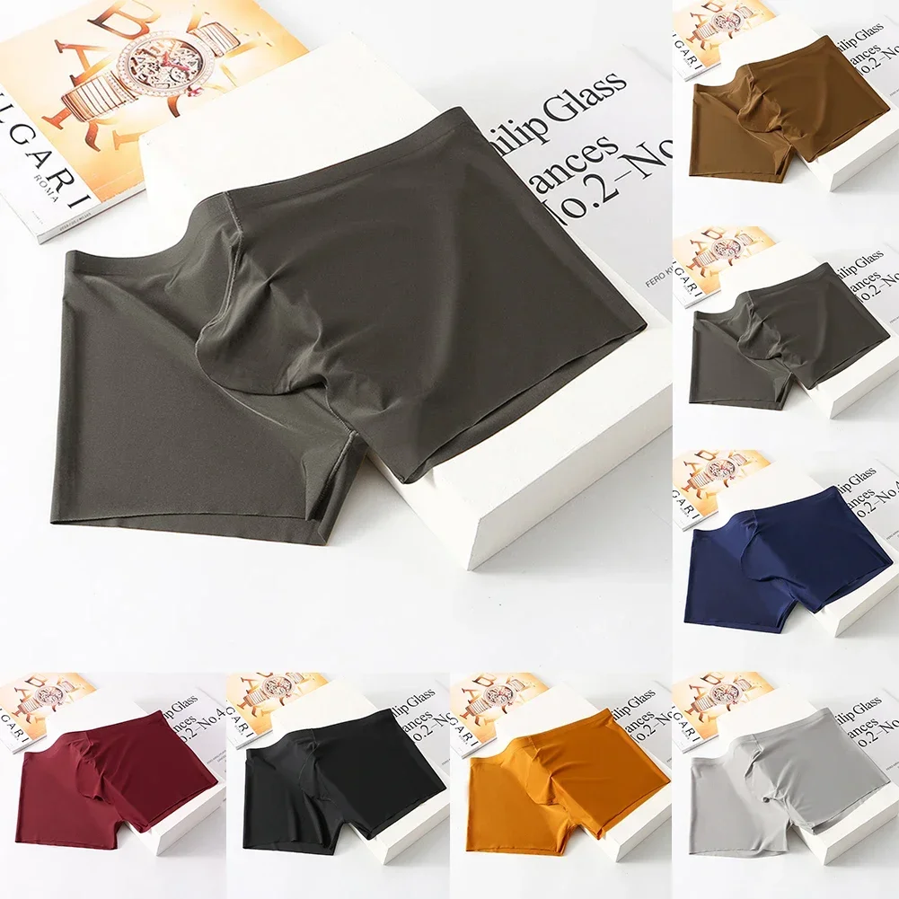 Men Trunks Silky U Convex For Man Briefs Sheath Underpants Thongs Seamless Underwear Panties Elasticity Underwear  Bikini