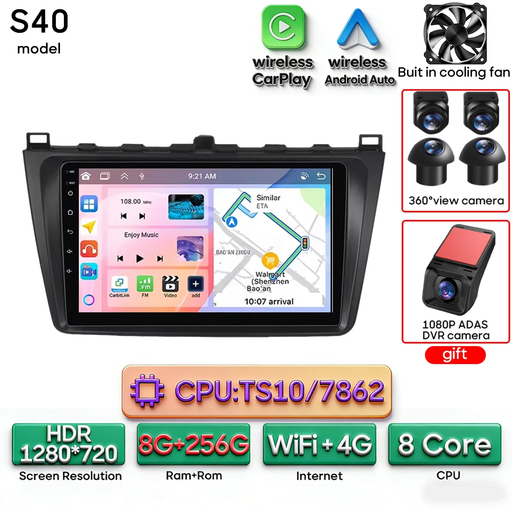 Android 16 voor Mazda 6 Rui GH 2008 - 2015 Auto Multimedia Speler Draadloze Carplay Autoradio Stereo Video Wifi Navigatie GPS BT