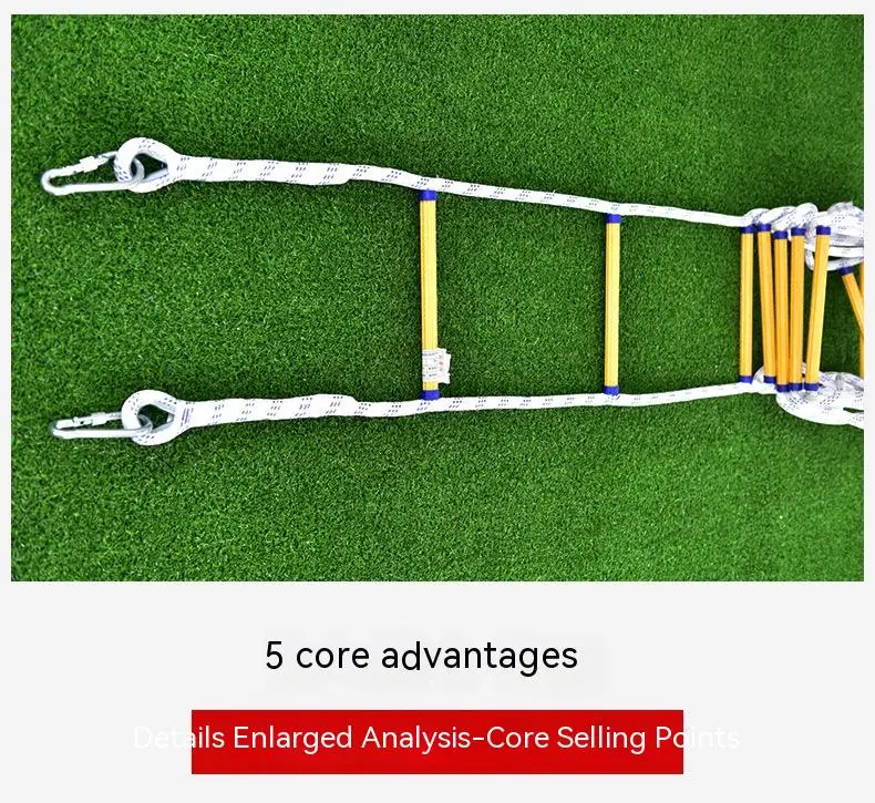 Imagem -05 - Metros de Escada de Escape de Incêndio Anti-skid Resgate Corda de Emergência Trabalho de Segurança Resposta Auto-resgate Salva-vidas Escalada Escapar 10