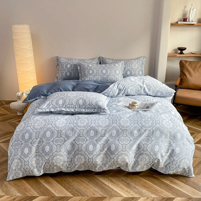Soft brushed cotton bedding, Scandinavian printed duvet cover, wrinkle resistant, university dormitory