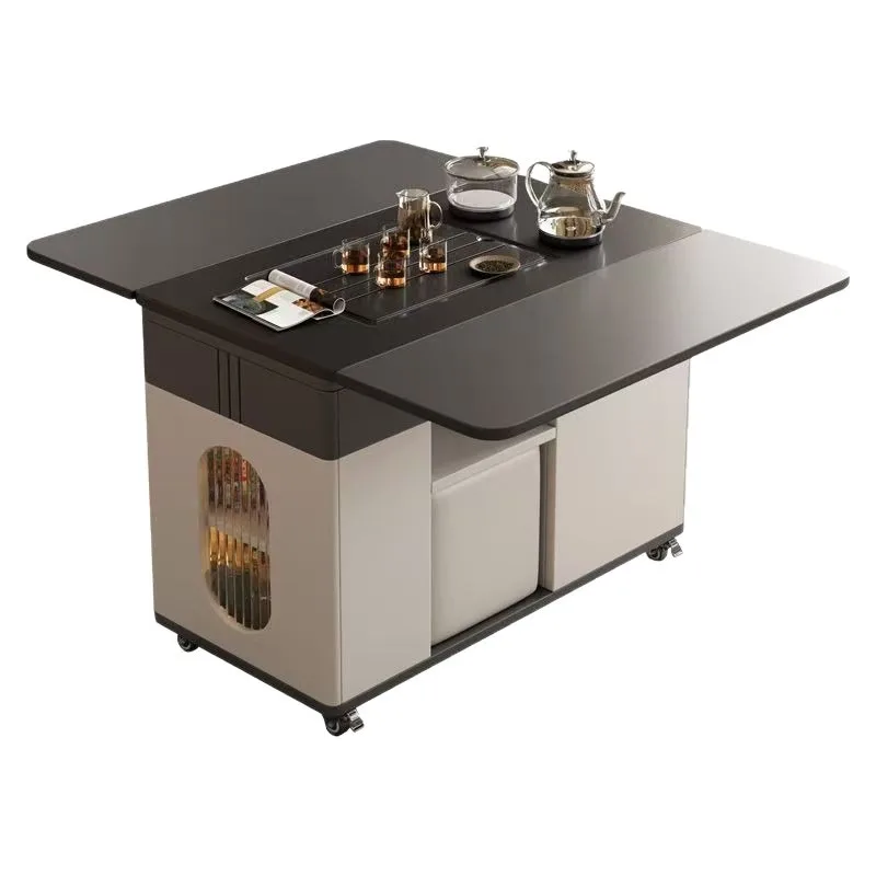 Modern light luxury on the side of the sofa in the living room, tea table mobile coffee table folding edge tea cabinet