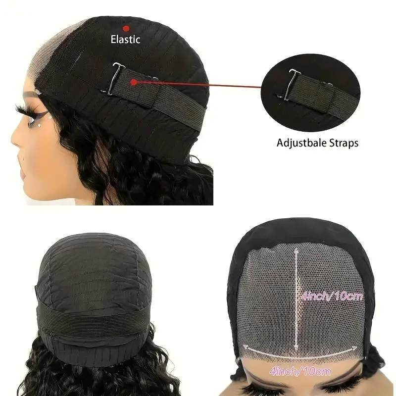 4x4 Put On And Go Glueless Bob Wigs Human Hair Curly For Women Pre Plucked Pre Cut Lace Ready To Wear Kinky Curly Lace Front Wig image 6