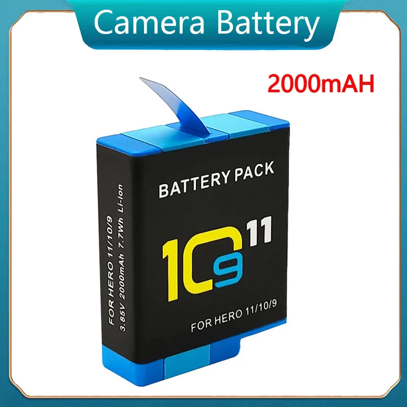 2000mAh Li-ion Battery For GoPro Hero 10 HERO11 HERO 9 Motion Camera Battery Storage for GoPro Hero9 Rechargeable Batteries