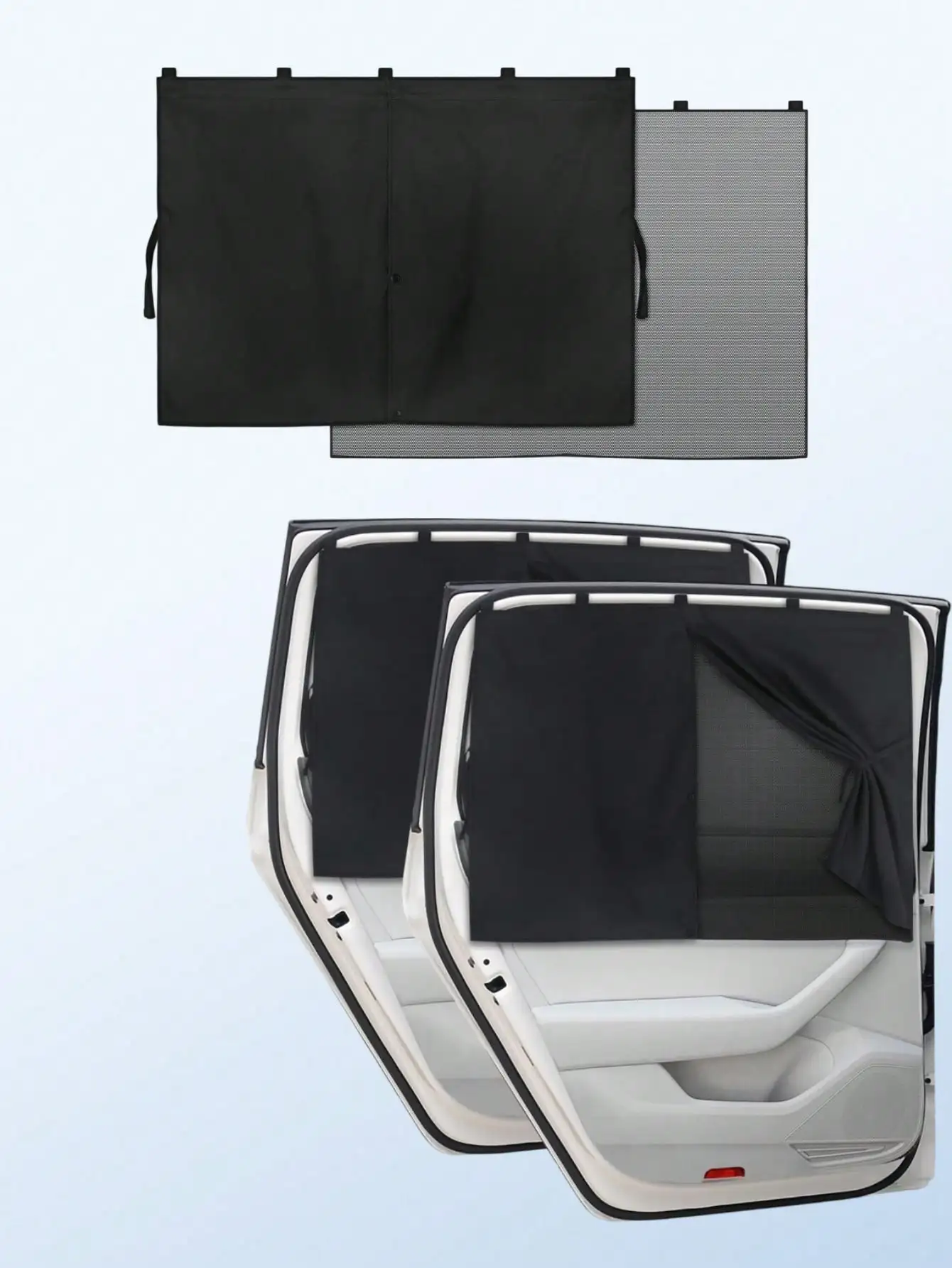 Magnetic Double Layer Car Window Sun Shade UV Heat Block Privacy Curtain For Family Pets