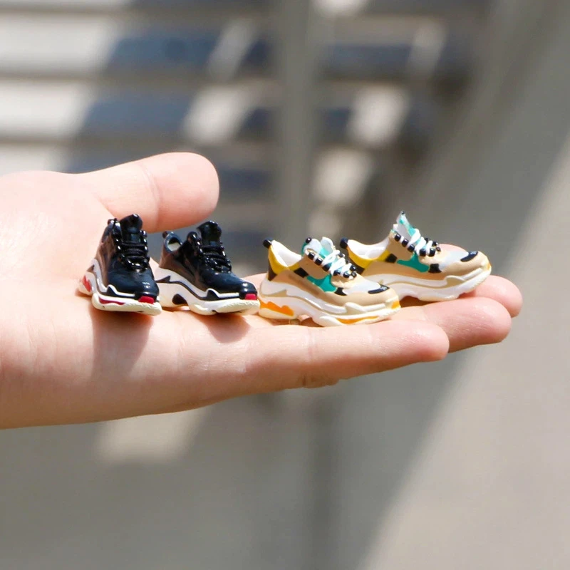 Trendy speelgoedtextuur mini 3D chunky sneaker miniatuur poppen schoenen voor BJD poppen, action figures, mode bureaudecoratie accessoire