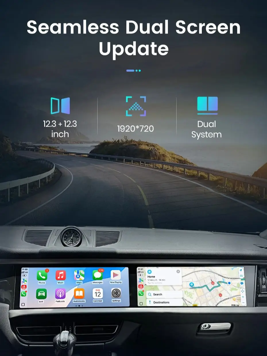 Junsun Verbessertes interaktives Dual-Screen Wireless CarPlay Andorid Auto Autoradio für Porsche Macan 2014–2024 GPS-Navigation