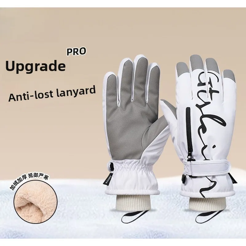 قفازات شتوية للرجال والنساء، قفازات تزلج على الجليد مقاومة للماء ودافئة للعمل في الهواء الطلق، والمشي لمسافات طويلة، وقفازات مخملية سميكة لركوب الدراجات #5