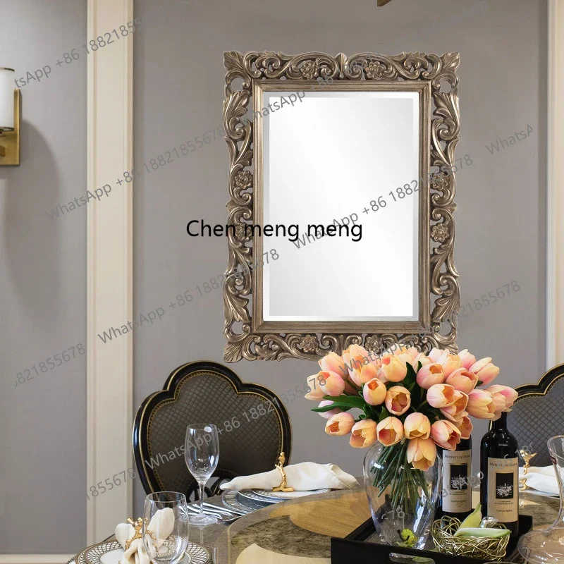 X Square decoration, makeup mirror hand-carved retro, living room dining room wall decoration