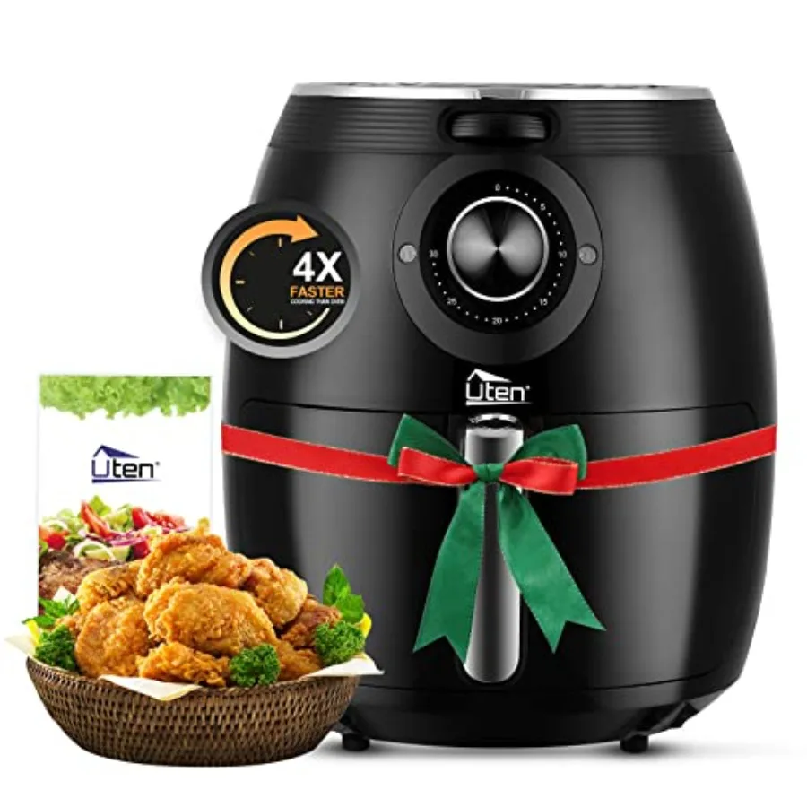 

5.8QT/5.5L 1700W Air Fryer with High-Power Electric Hot Temperature Control Timer Knob Non-Stick Fry Basket Dishwasher Safe Bla