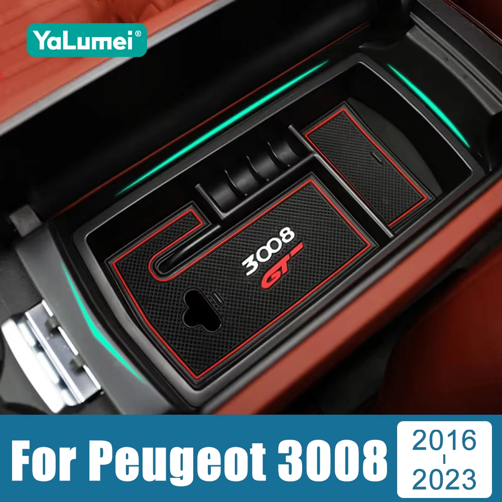 

For Peugeot 3008 GT 2016 2017 2018 2019 2020 2021 2022 2023 Hybrid Car Central Console Armrest Storage Box Container Holder Tray