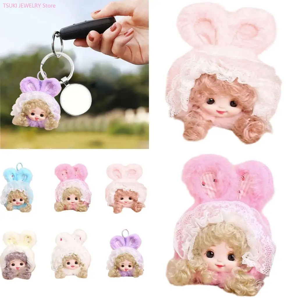 62KE Delicate Rabbit Shaped Accessory Multi Purpose Hanging Toy Rabbit Ears Doll Keychain For Decorations