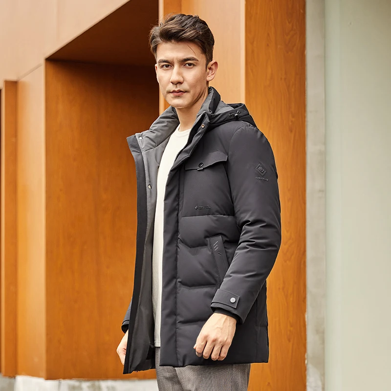 Chericom Winter Men's Hooded Thickened Down Jacket Tooling Waterproof Warm Puffer Coats Solid Color Casual Padded Jacket 279659