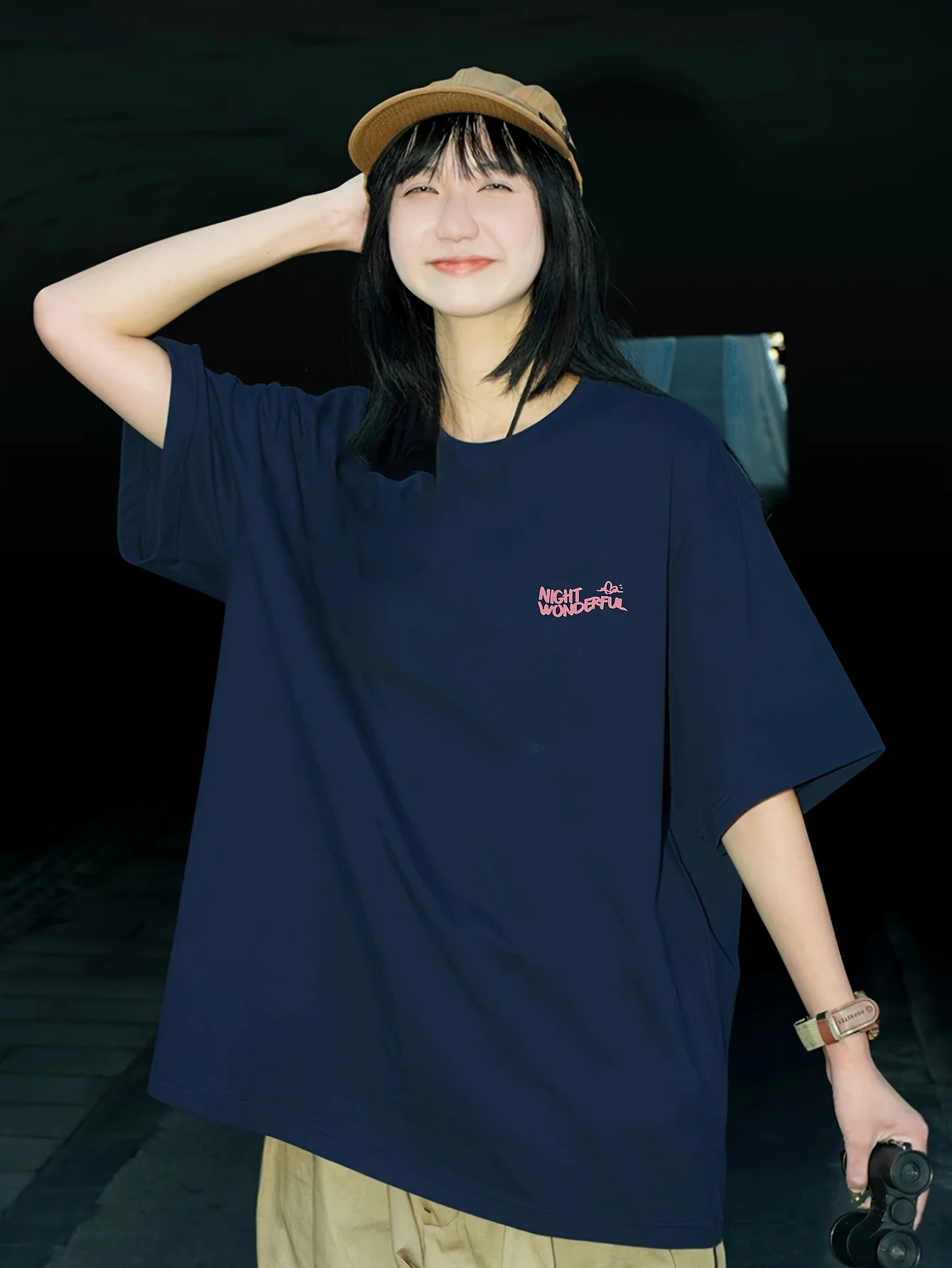 Ladies' Retro American Printed T-shirt Casual Top Round Neck Summer T-shirt "NO REGRET IN LIFE" Letter Printed T-shirt