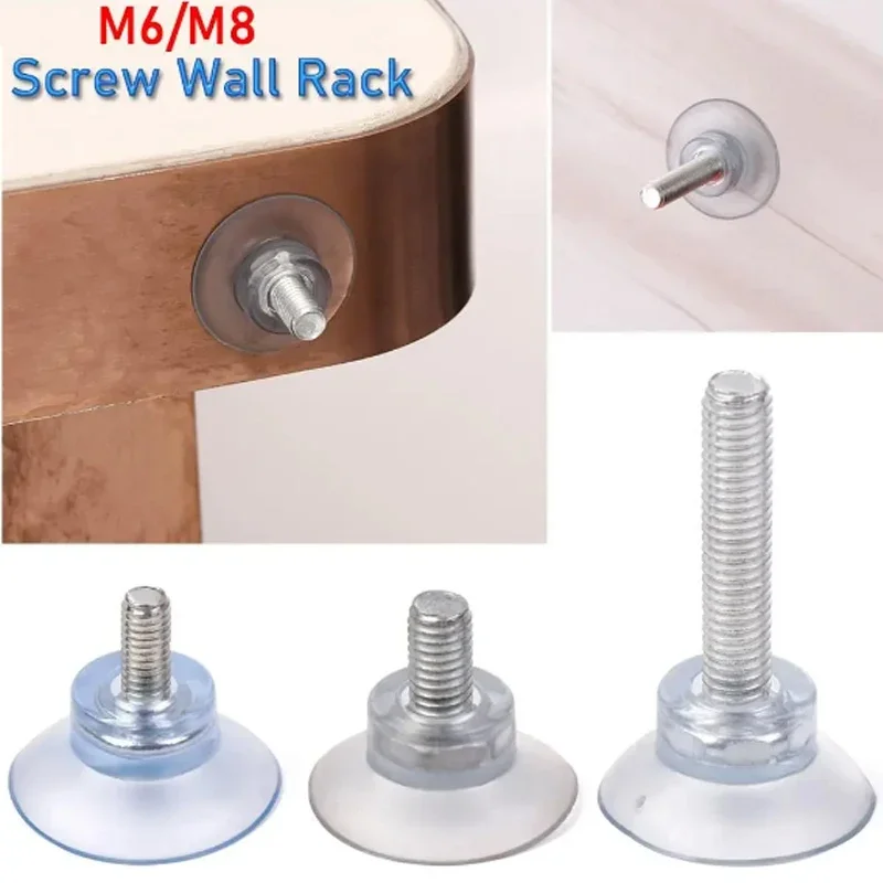 M6/M8 Screw Transparent PVC Suction Cup Suckers Turn Nut Glass Table Tops Storage Tool Hooks Door Wall Hook Dia 33mm-54mm