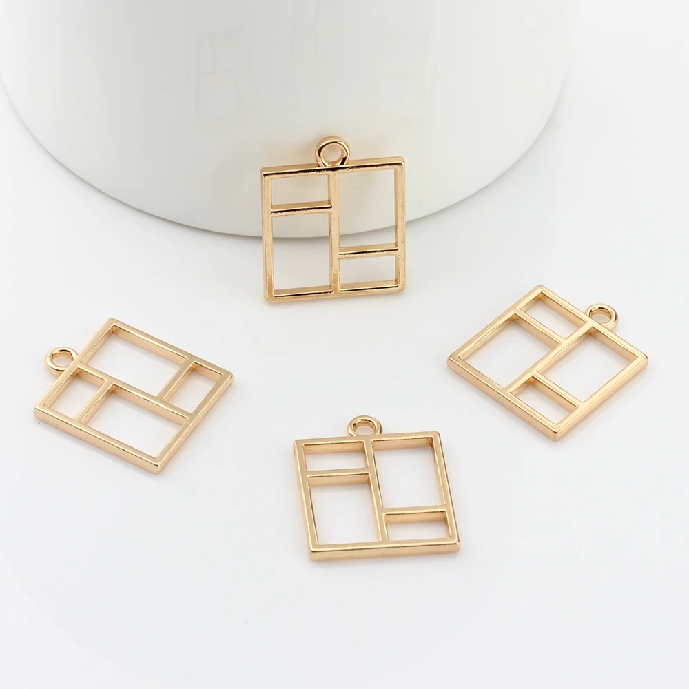Zinc Alloy Charms Pendant  Hollow Square UV Resin Charms Charms Pendants 5pcs For DIY Jewelry Making Finding Accessories