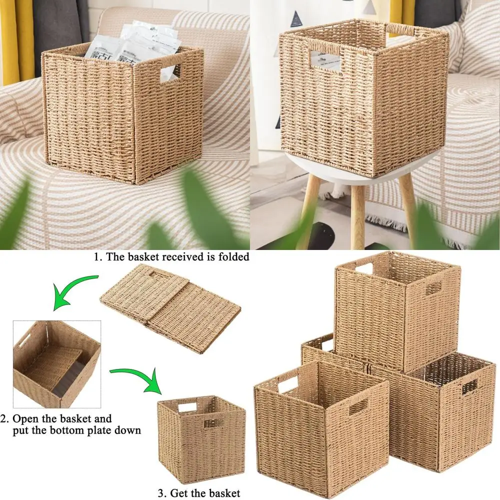 

Набор из 4 кубиков для хранения из натуральной бумаги, 11 x 11 x 11