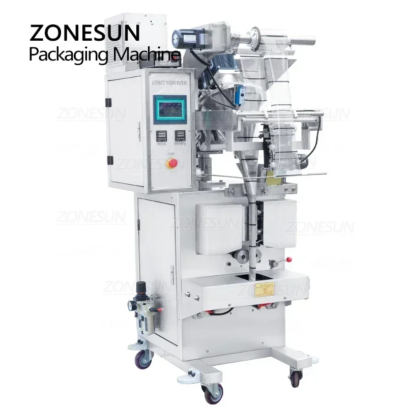 ZONESUN ZS-F100 4 Side Seal Powder Pillow Plastic Bag Filling Sealing Machine Food Beverage  Automatic Packing Machine