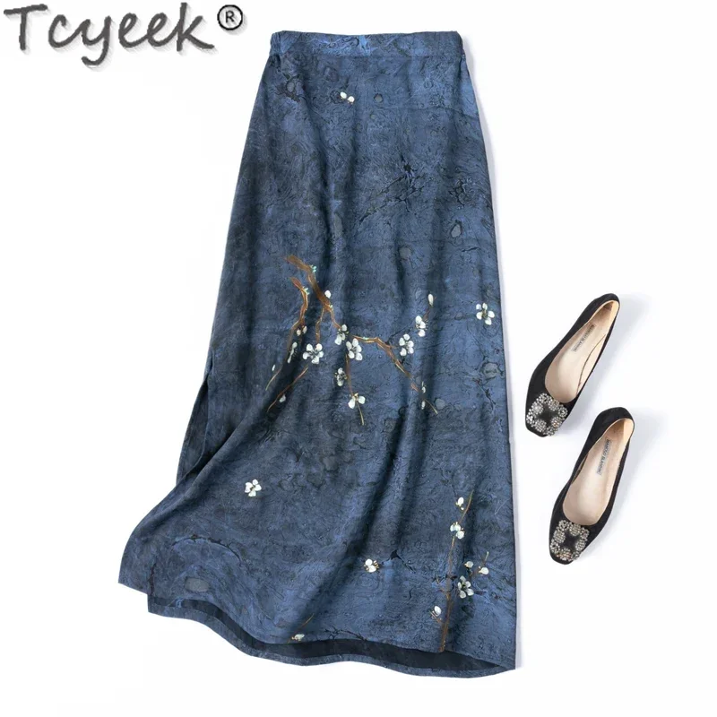 

Tcyeek High-end 100% Mulberry Silk Skirts for Woman Summer Clothes Women 2024 Women's Elegant Skirts Hip Wrap Skirt Falda Mujer