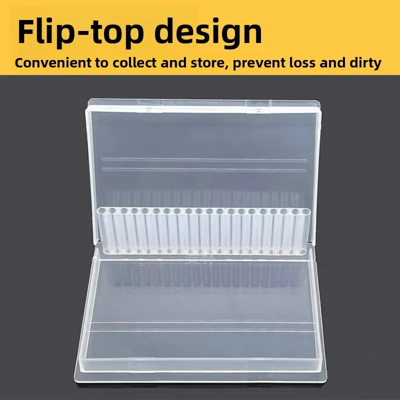 1/2/3PCS 20 Slots Clear Nail Drill Bit Brush Plastic Storage Box Holder Container Manicure Cutters Accessories Nail Art Tool view 4