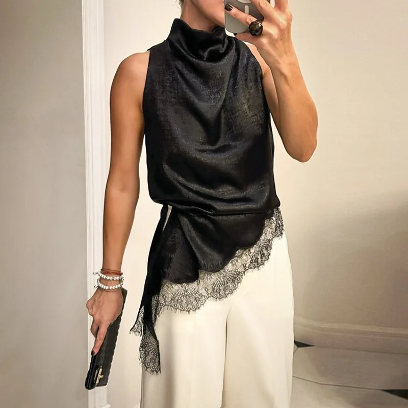 new autumn and winter fashion and sexy sleeveless vest for women cross-border European and American style lace top women’s wear