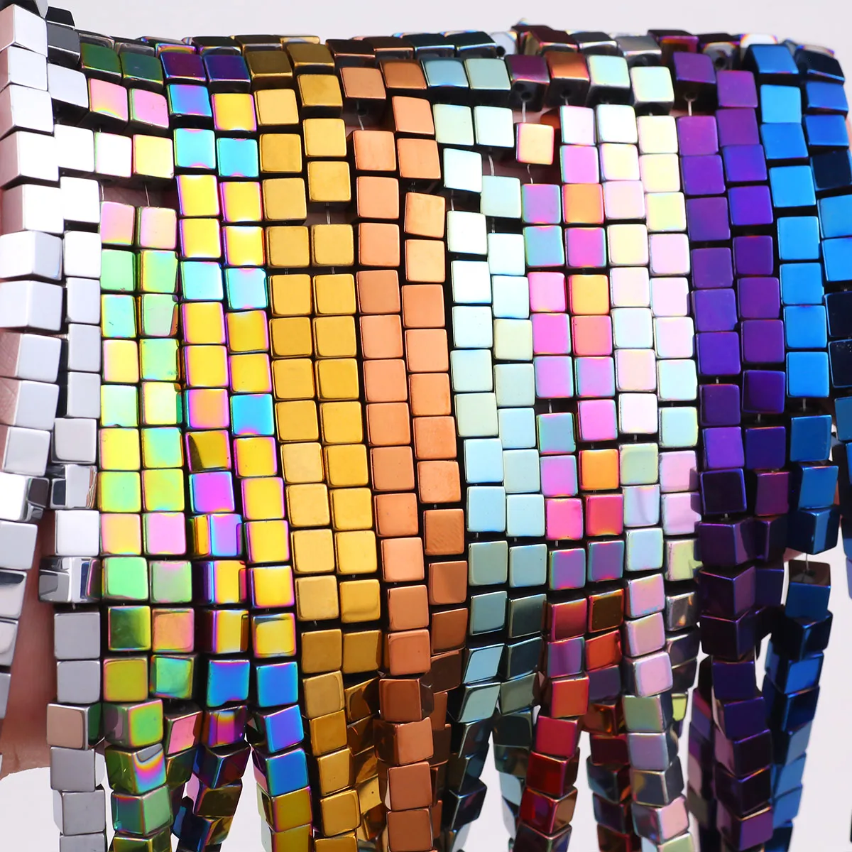 2/3/4/6MM Multi-Colored Square Hematite Natural Stone Spacer Loose Beads For Jewelry Making Necklaces Bracelets DIY Accessories