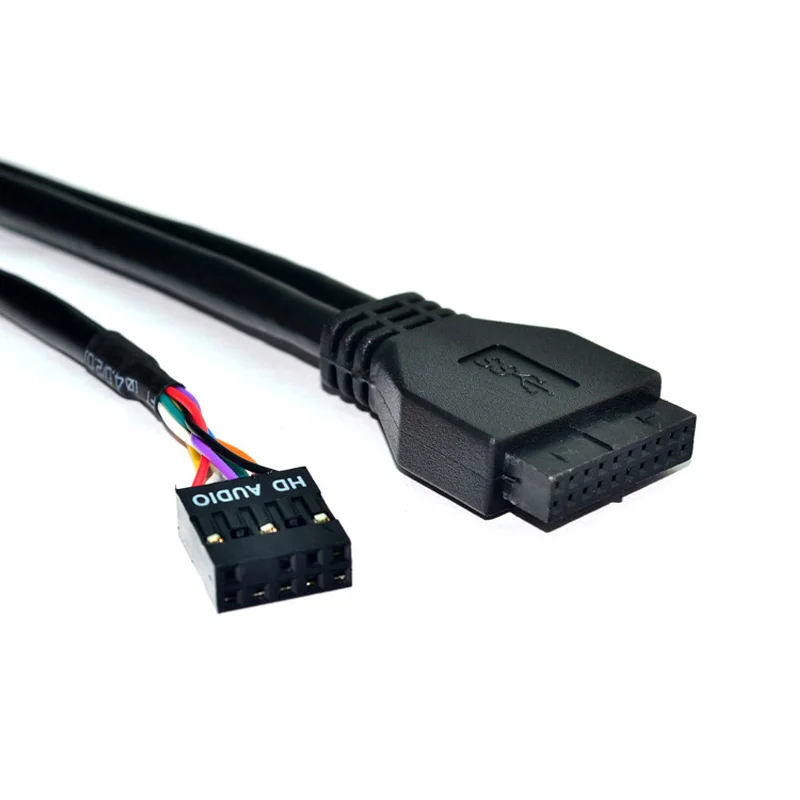 HD Audio 3.5mm Earphone Jack Mic Interface Front Panel Bracket 2 Port USB 3.0 Splitter Hub for PC 20 Pin 3.5