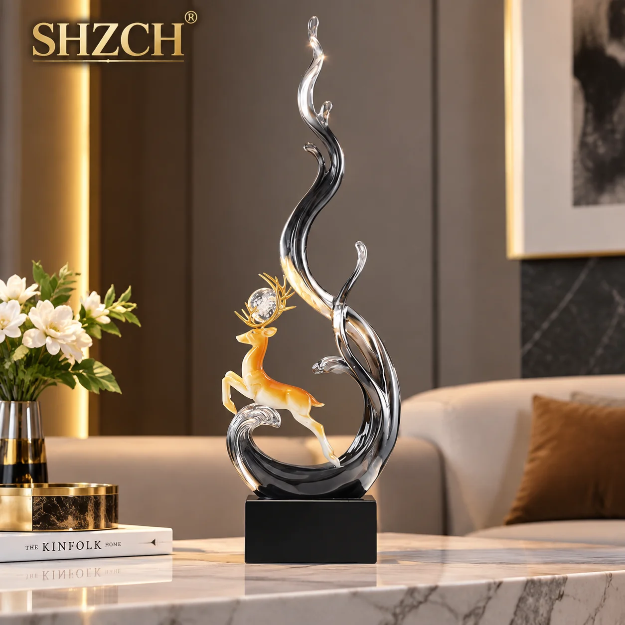 Nordic Crystal Statuette Home Decoration Living Room Desktop Decoration Accessories Statue Sculpture Feng Shui Ornaments