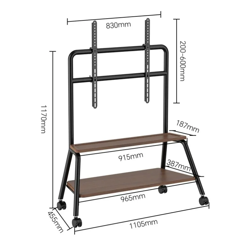 Reliable Stable Mobile Tv Cart For 32-90 Inch Tvs With Anti Slip Wheels 2-Layer Large Storage Floor Tv Stand For Long Term Use
