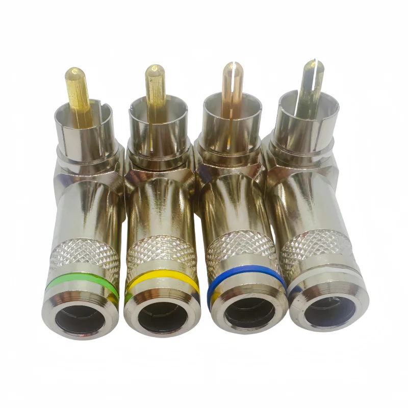 1PCS/LOT P737 L-Type RCA Right Angle Connector 90-Degree Elbow Solder Free Lotus Plug AV Color Difference Line Audio